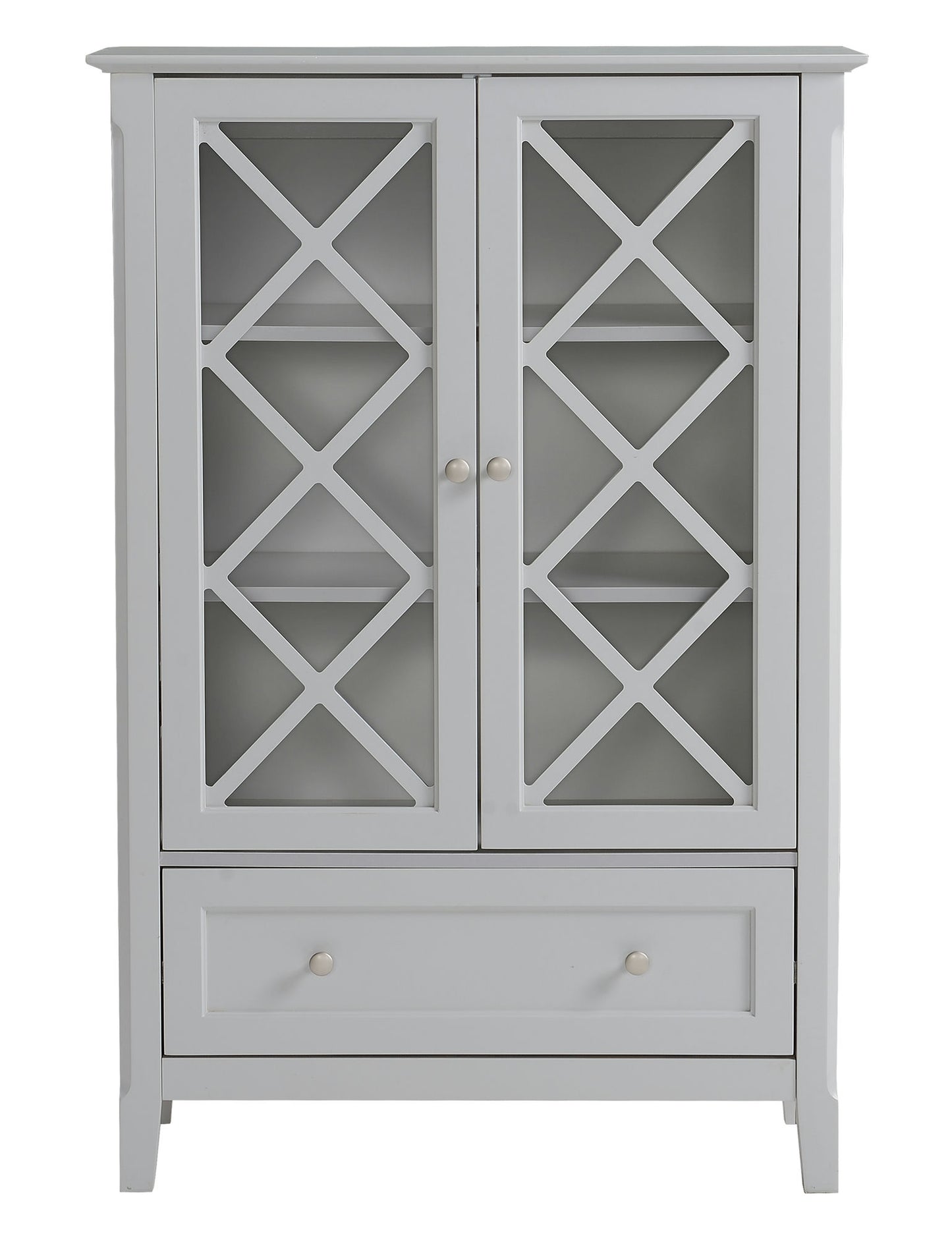 Savannah Grey Accent Cabinet With Two Doors and Lower Drawer