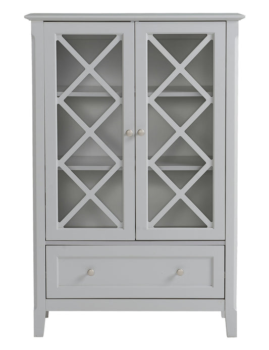 Savannah Grey Accent Cabinet With Two Doors and Lower Drawer