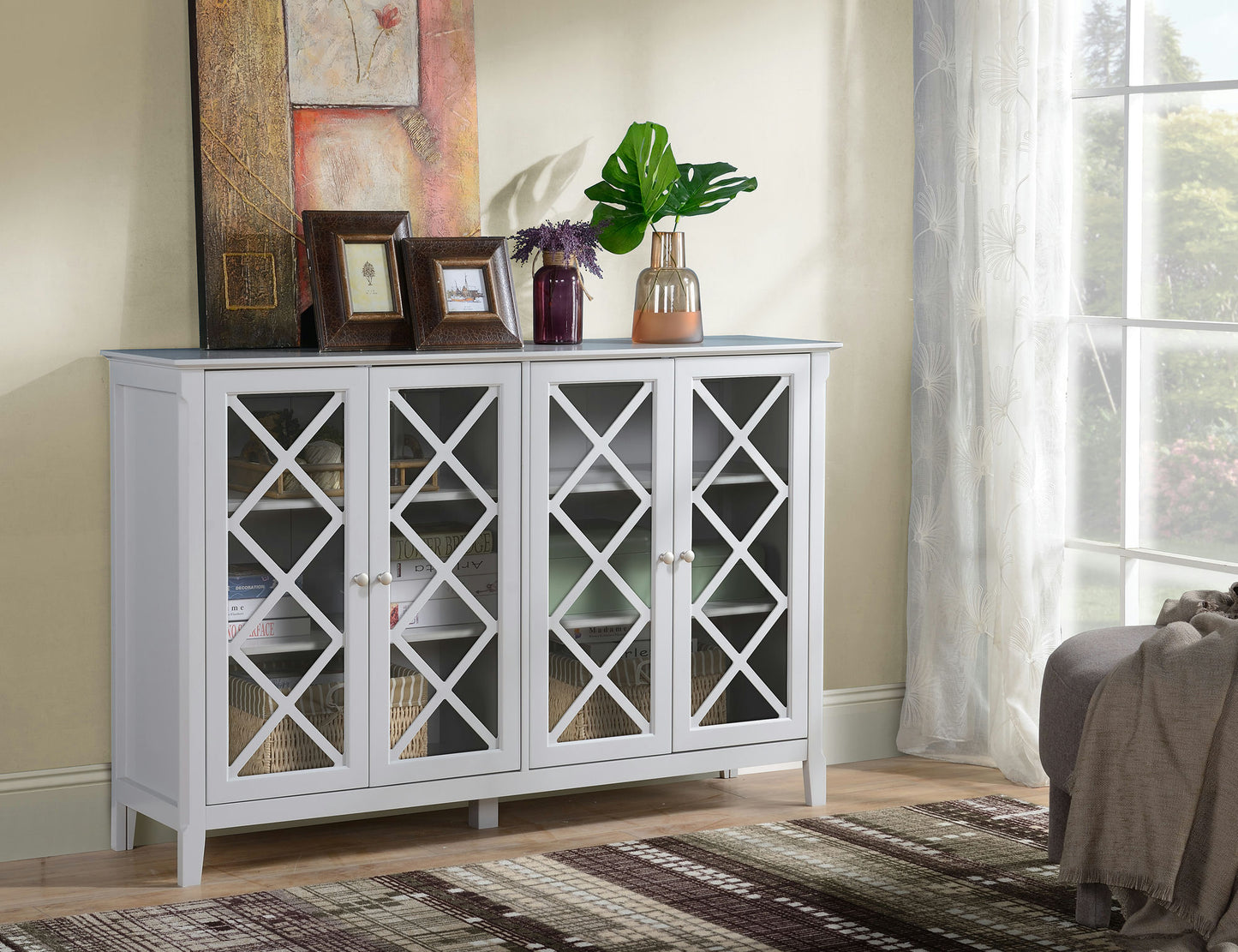 Savannah Grey Accent Cabinet With Four Doors
