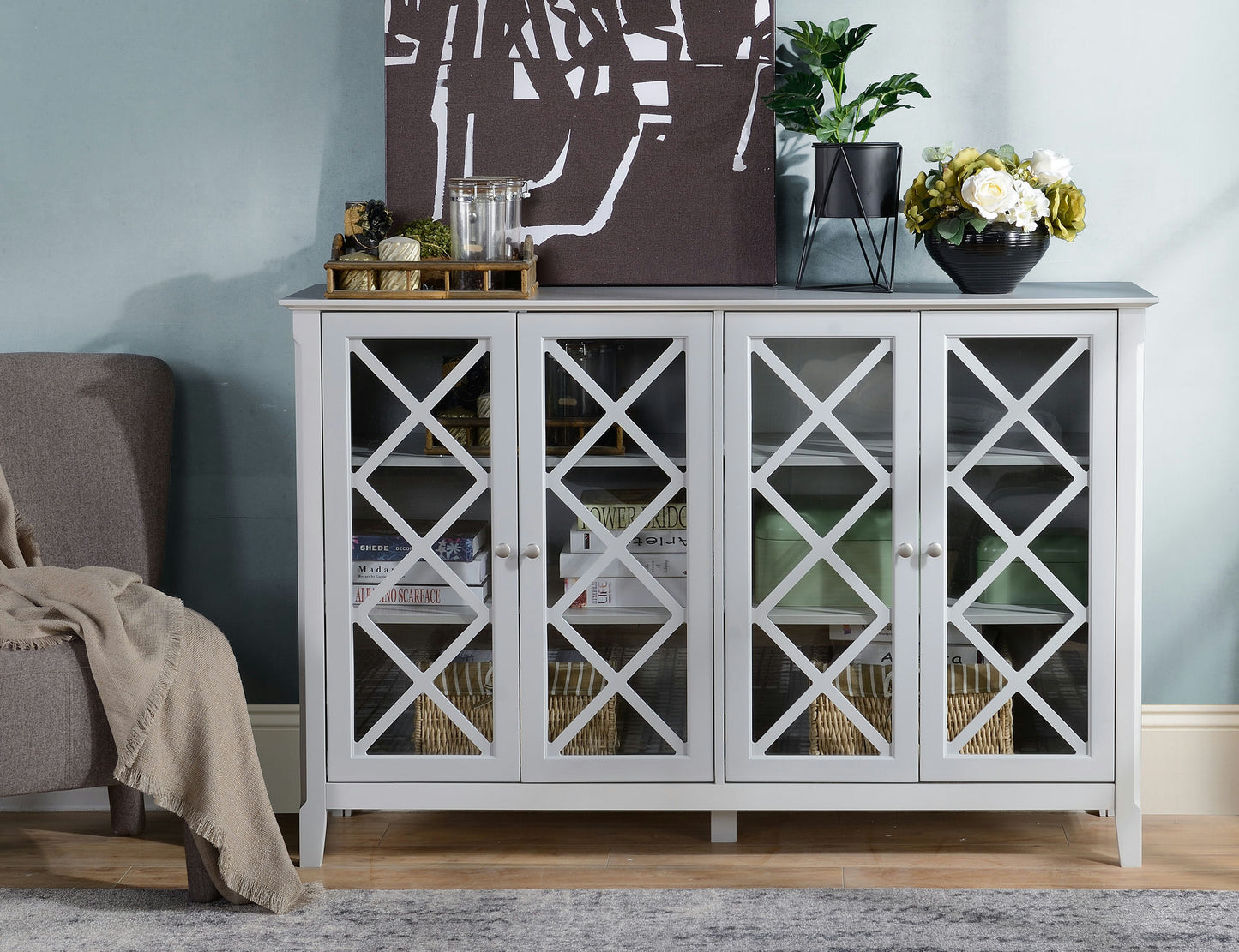 Savannah Grey Accent Cabinet With Four Doors