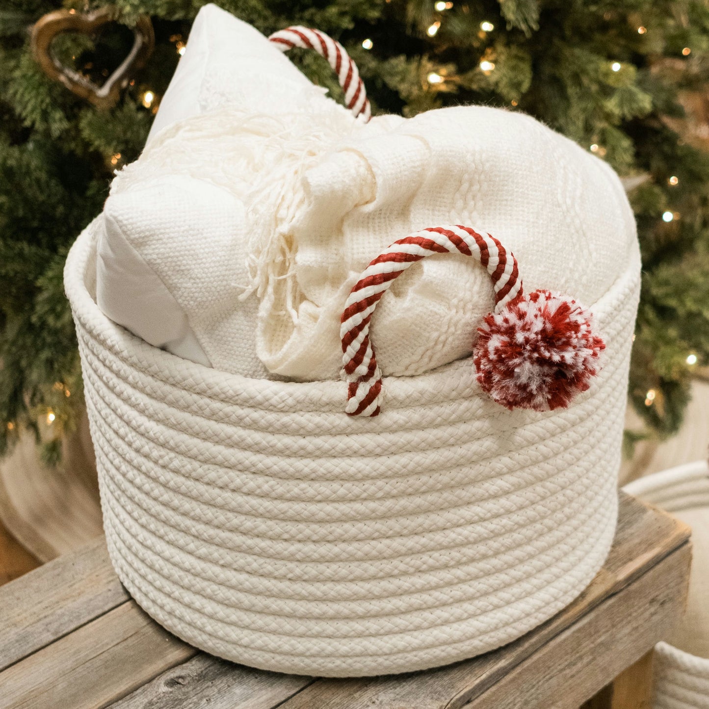 Candy Cane Basket - Red 16"x16"x10"