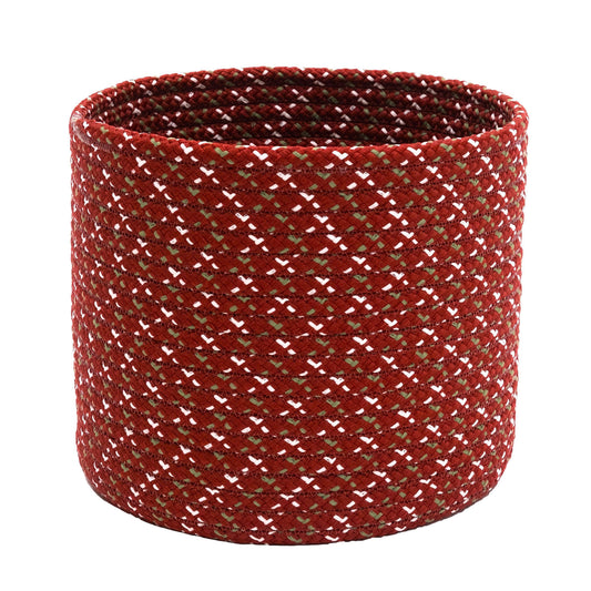Sleighbells Woven Holiday Basket - Red Multi 12"x12"x10"