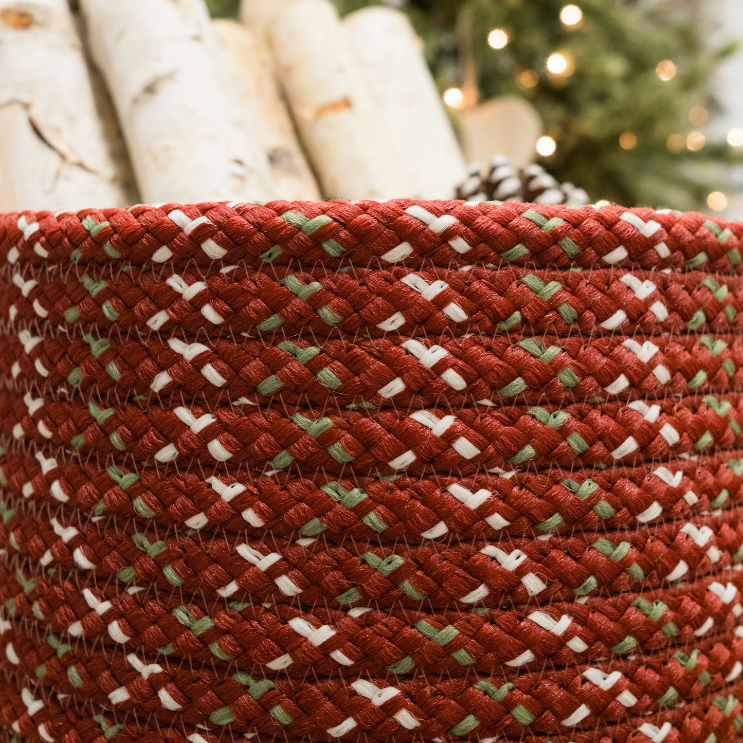 Sleighbells Woven Holiday Basket - Red Multi 12"x12"x10"