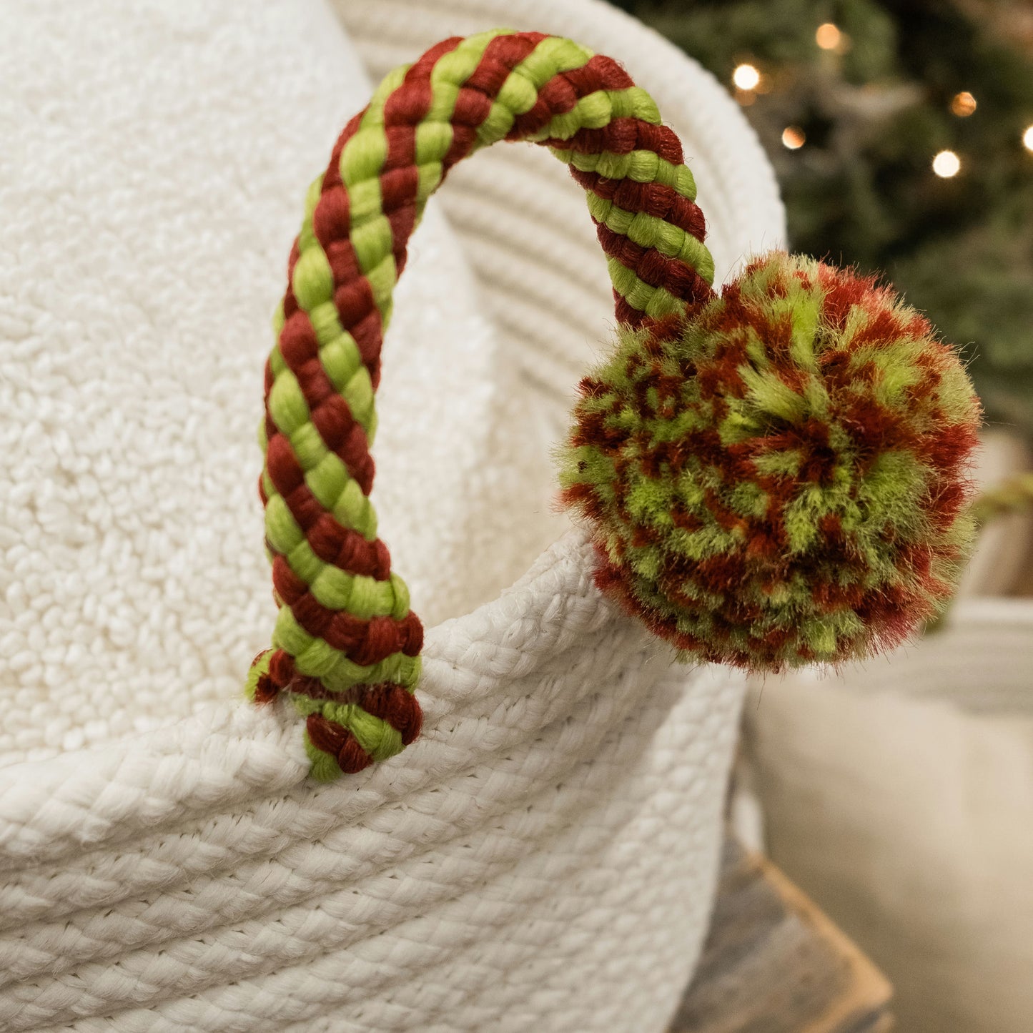 Candy Cane Basket - Red/Green 16"x16"x10"
