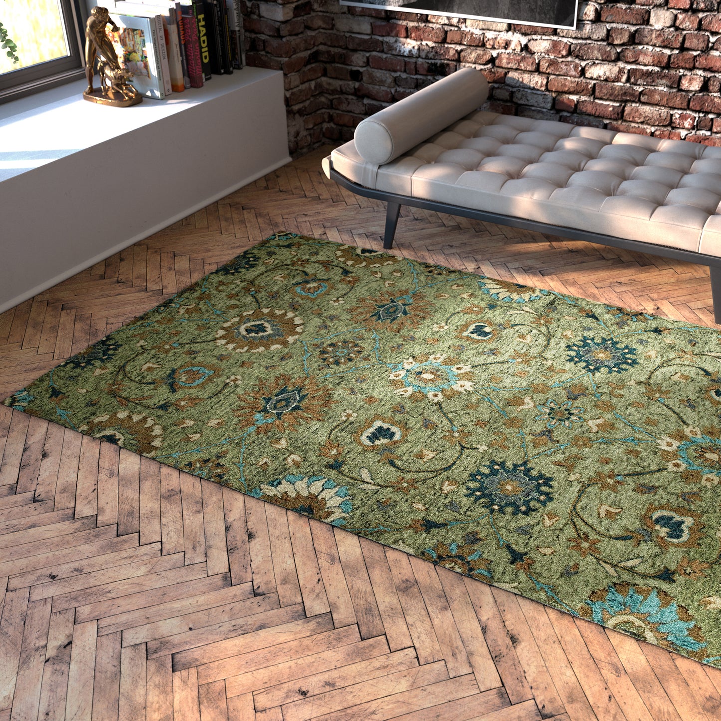Kaleen Chancellor Collection Dark Sage  Throw Rug 2' x 3'