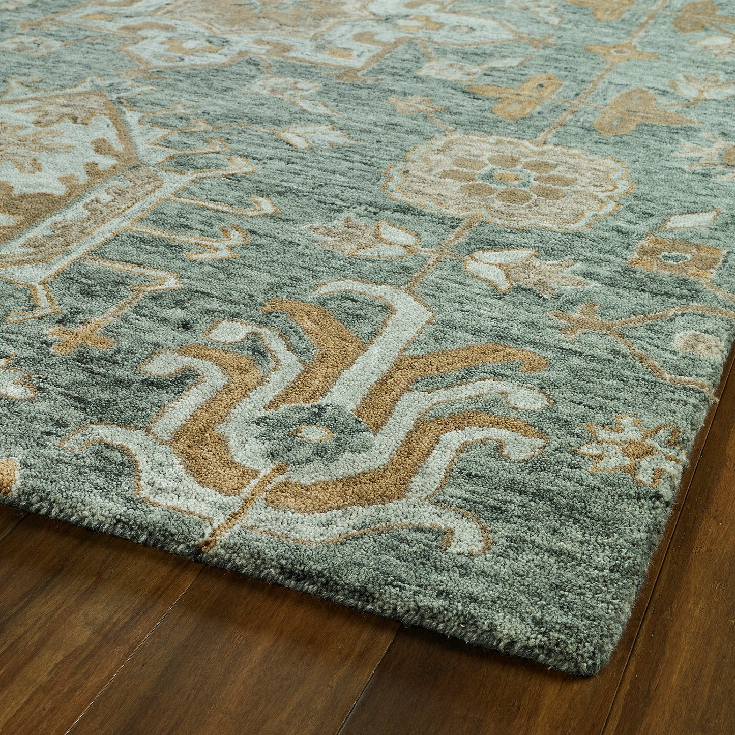 Kaleen Chancellor Collection Dark Pewter Green Runner 2'6" x 8'