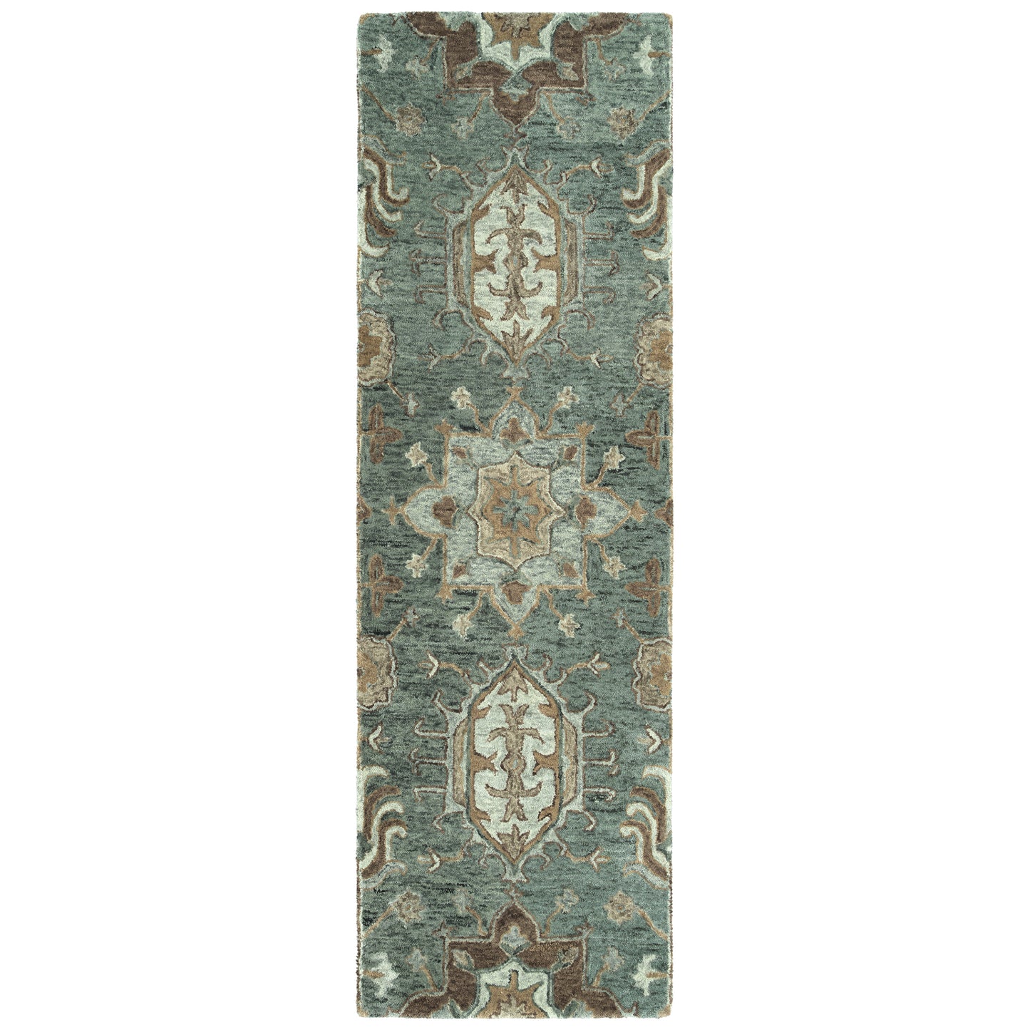 Kaleen Chancellor Collection Dark Pewter Green Runner 2'6" x 8'