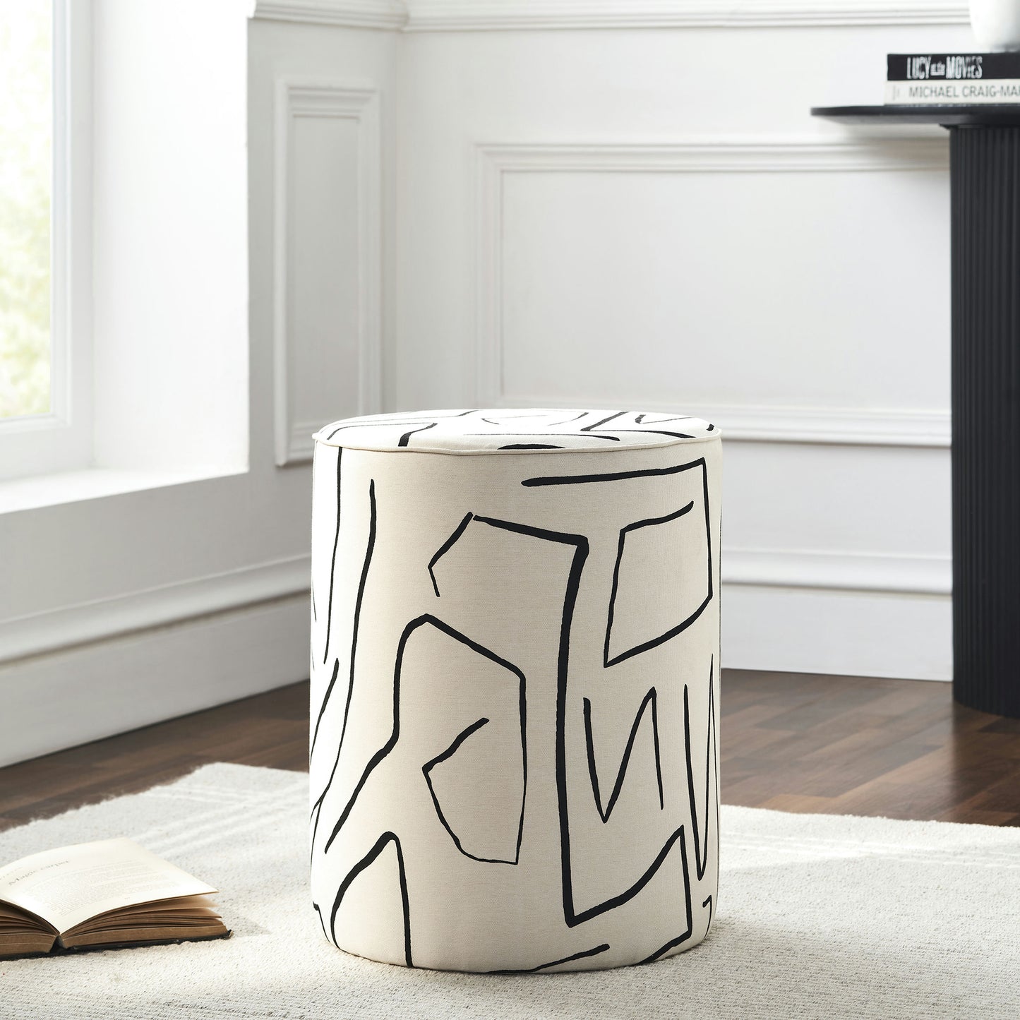 Rachelle Cream & Black Cotton Stool