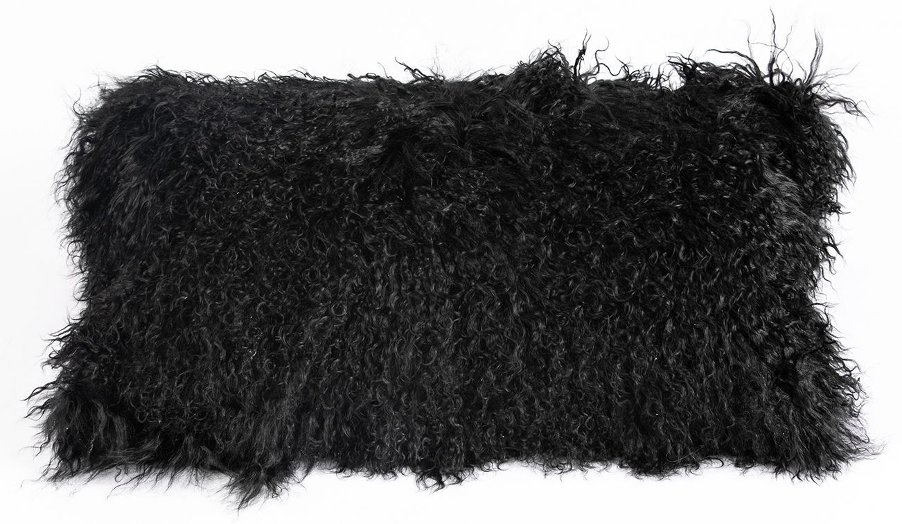 Cushion Longwool Tibetan 11x22" BLACK