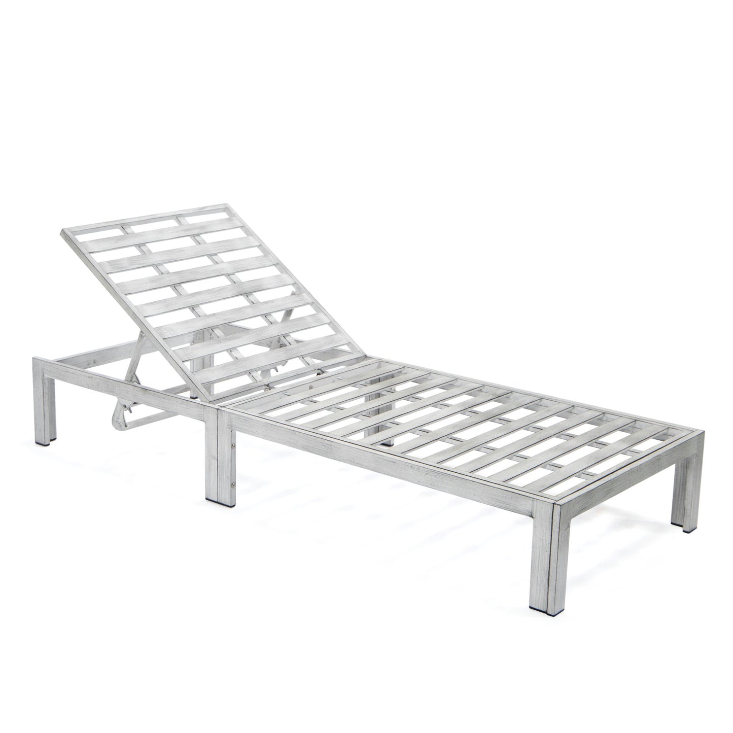 LeisureMod Chelsea Outdoor Grey Lounge Chair With Side Table & Cushions - Beige