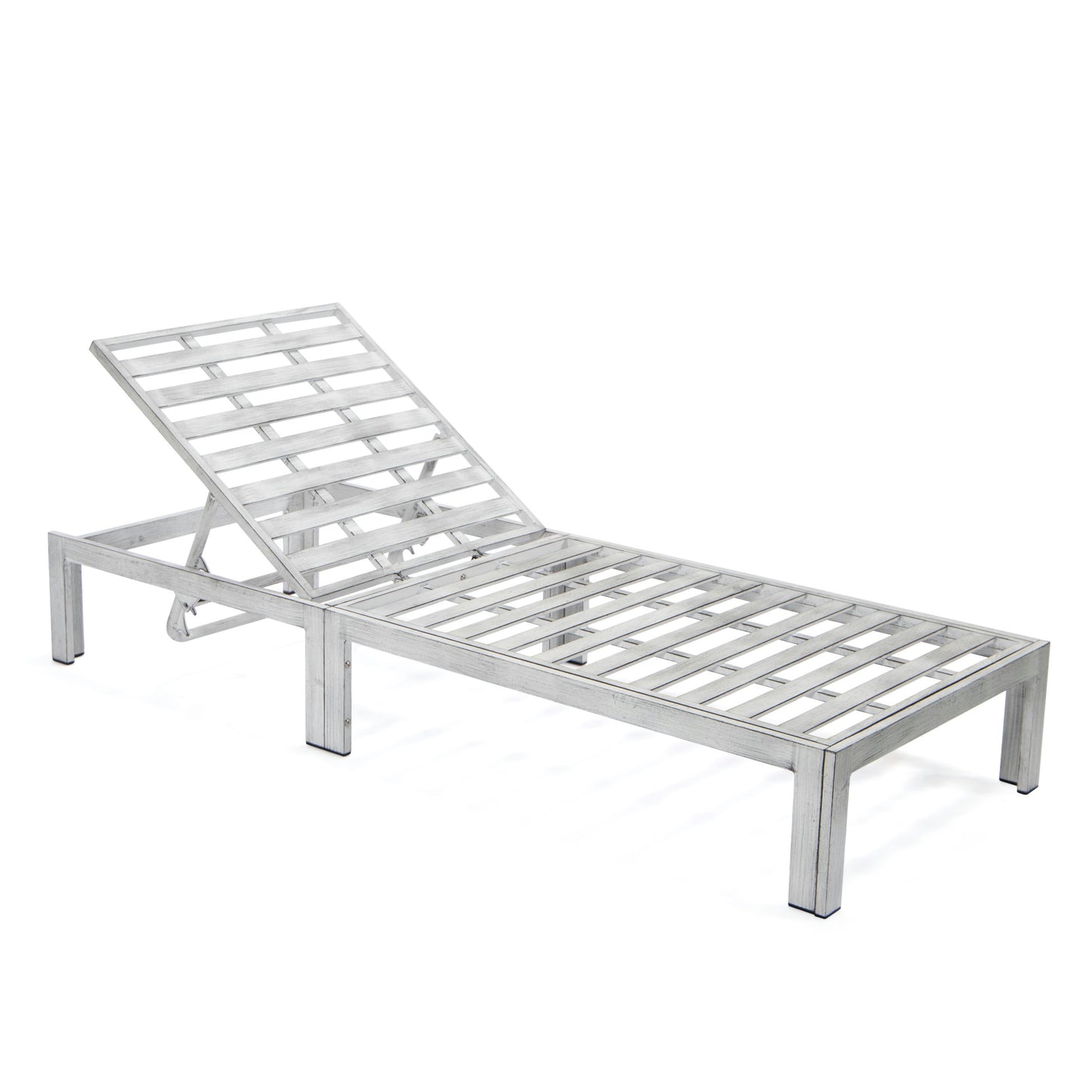 LeisureMod Chelsea Outdoor Grey Chaise Lounge Chair w/Cushions Set of 2, Beige