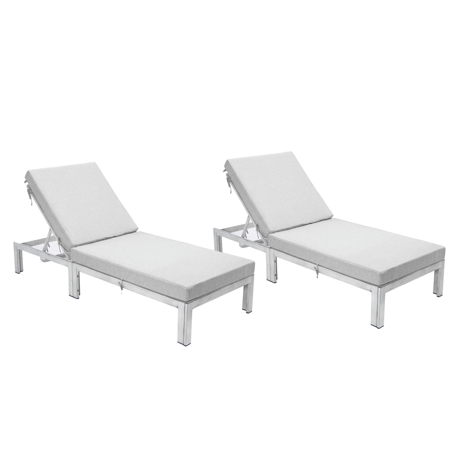 LeisureMod Chelsea Outdoor Grey Lounge Chair With Cushions Set of 2 - Grey