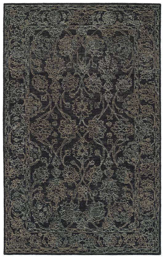 Kaleen Courvert Collection Dark Charcoal Area Rug 5' x 7'6"