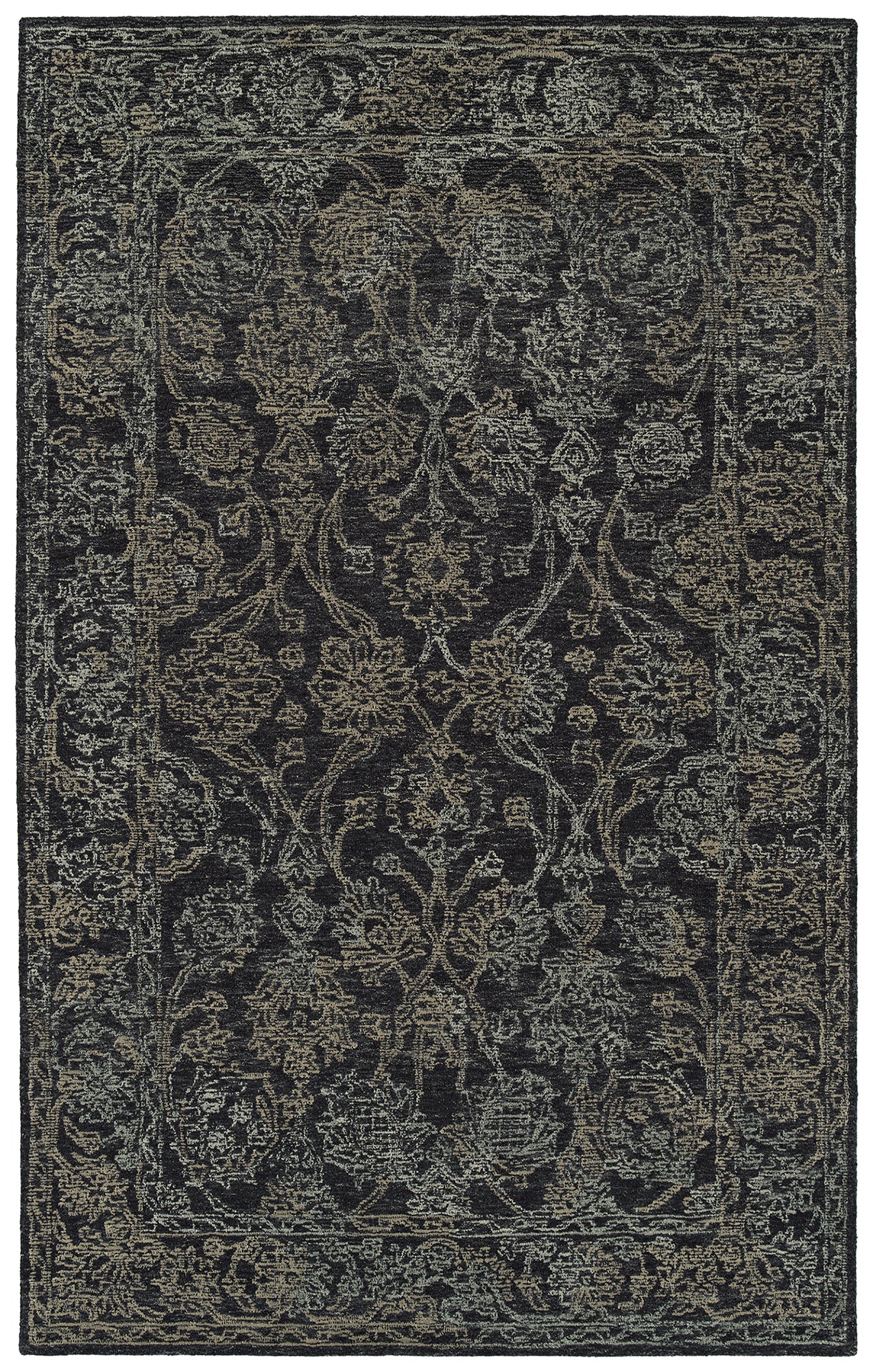 Kaleen Courvert Collection Dark Charcoal Throw Rug 3' x 5'