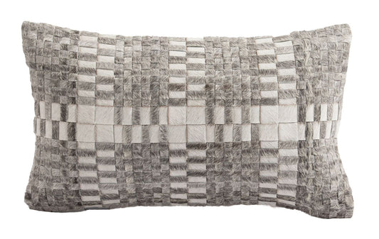 Cushion Cowhide Tweed Light Grey 12x20"