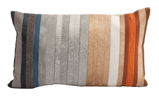 Cushion Cowhide Multi Stripe 12x20"