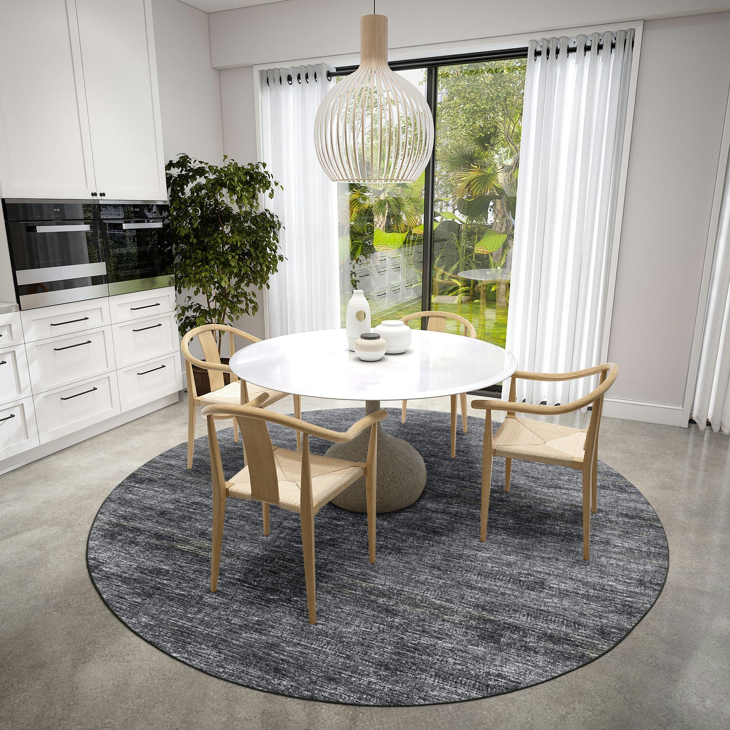 Ciara CR1 Charcoal 6' x 6' Round Rug