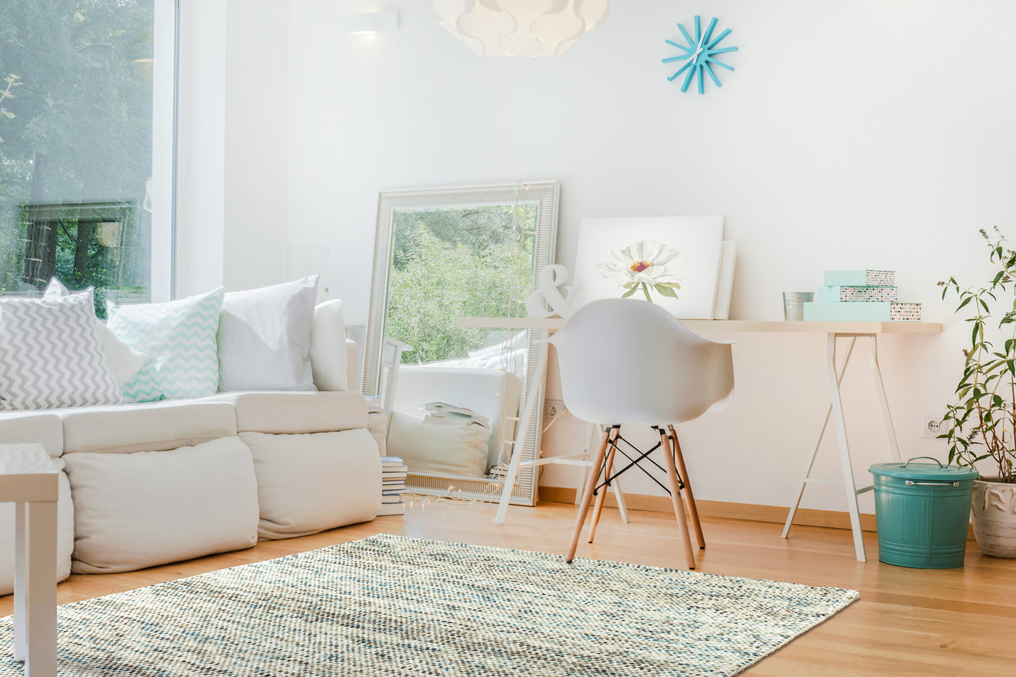 Kaleen Cord Collection Light Turquoise Throw Rug 2' x 3'