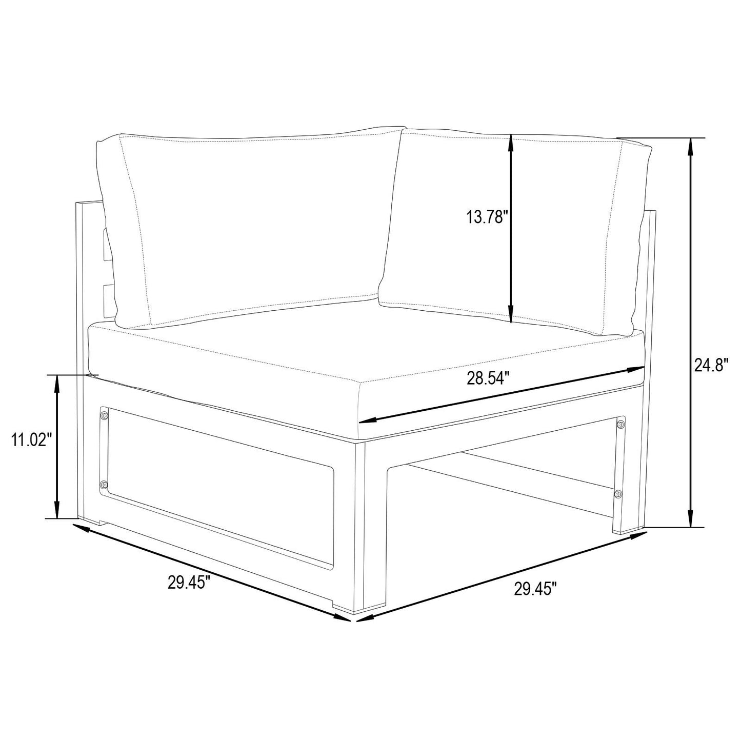 LeisureMod Chelsea 4-Piece Sectional Loveseat Set- Beige