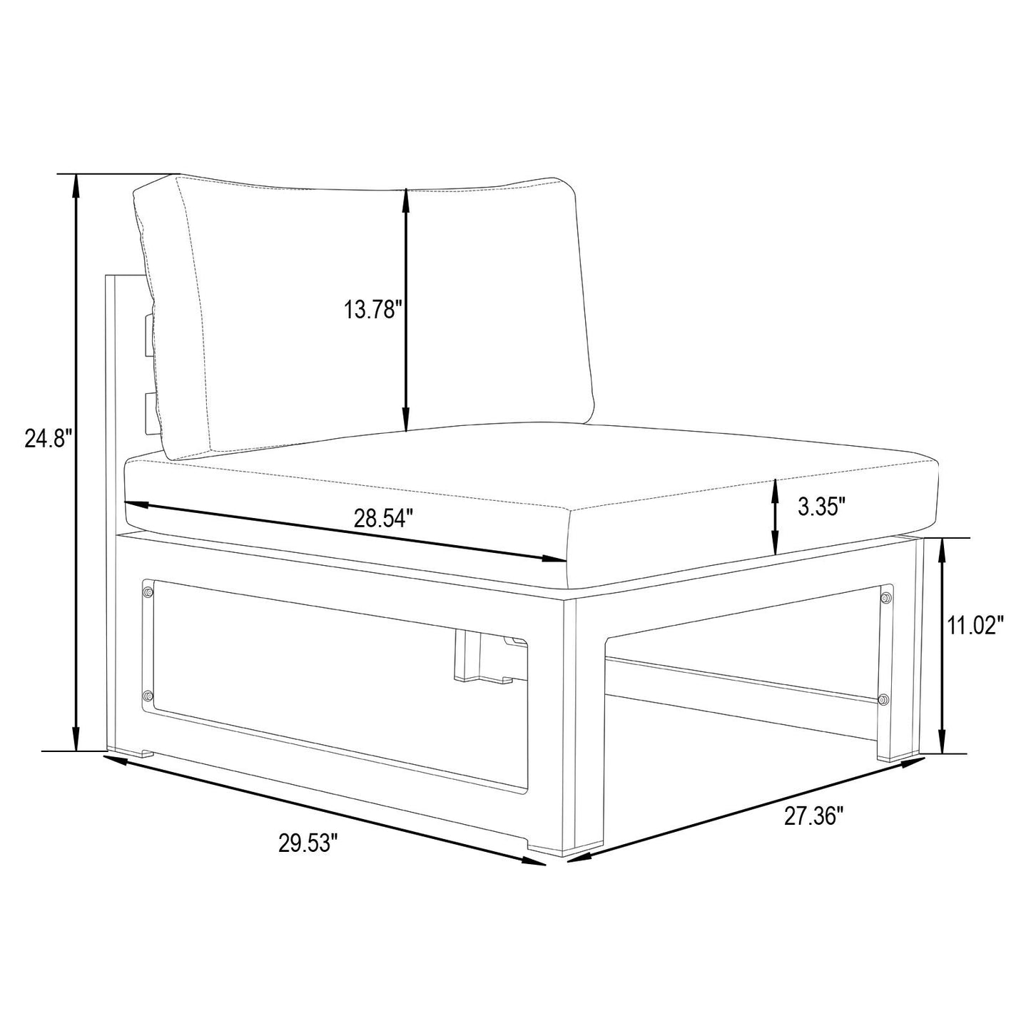 LeisureMod Chelsea 9-Piece Patio Sectional with Coffee Table- Orange