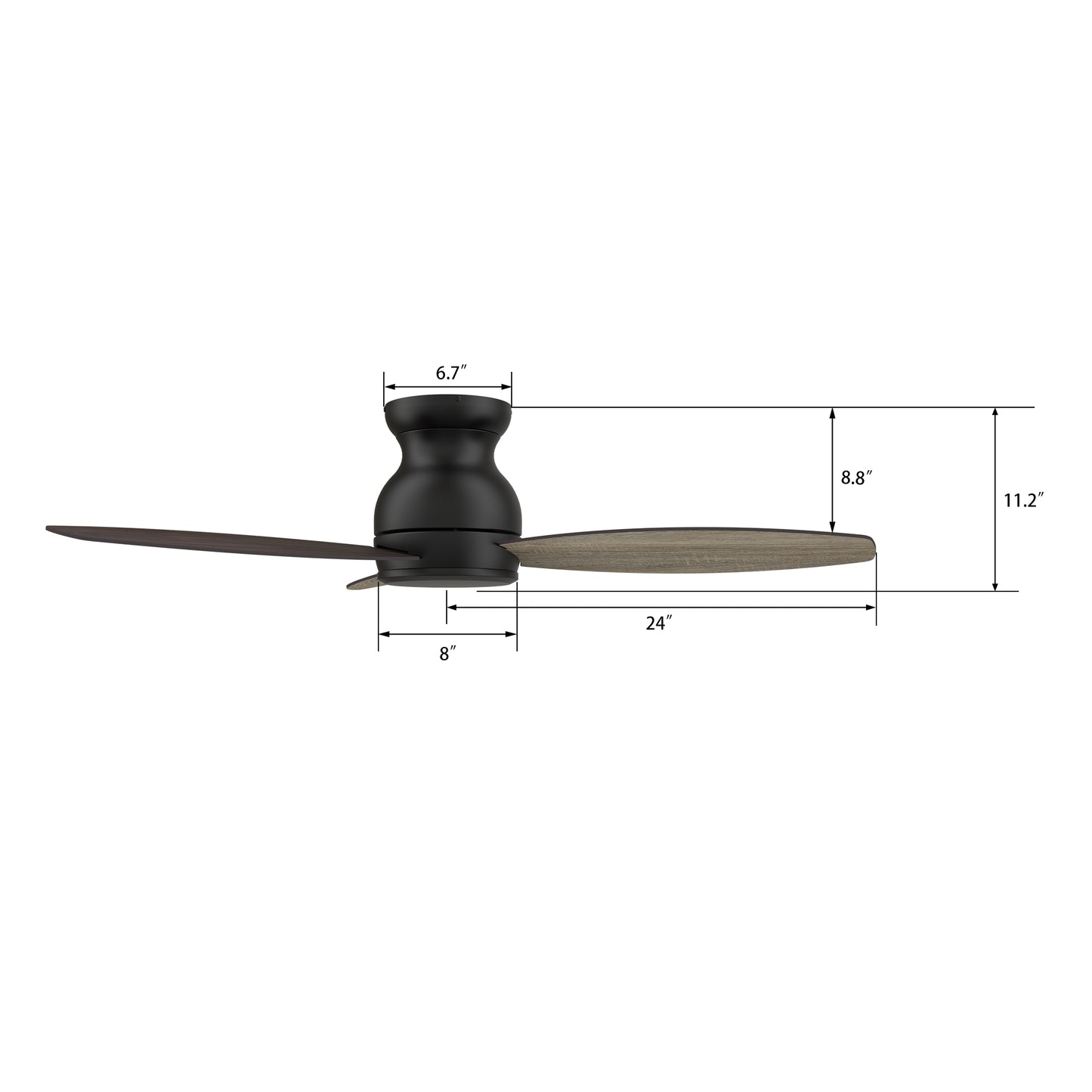 Stanley 48 Inch 3-Blade Ceiling Fan - Black/Walnut & Barnwood