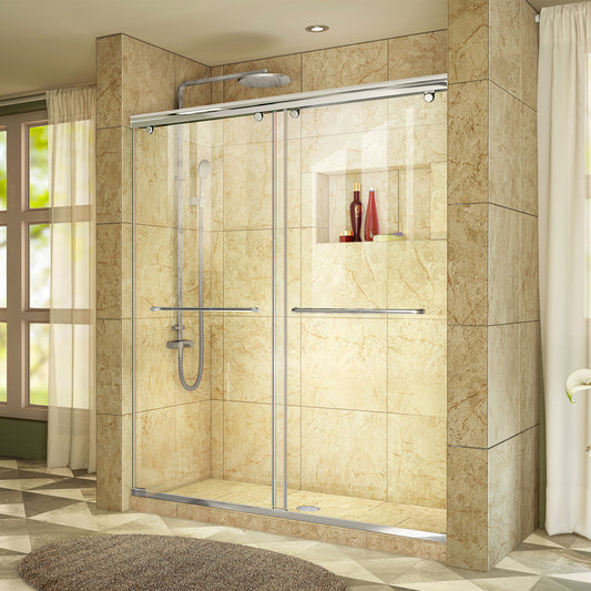 Charisma 44-48 in. W x 76 in. H Frameless Bypass Sliding Shower Door in Chrome