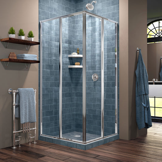 Cornerview 34 1/2 in. D x 34 1/2 in. W x 72 in. H Framed Sliding Shower Enclosure in Chrome