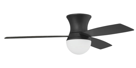 52" Daybreak Flushmount Ceiling Fan, black/Greywood Blades, WiFi Control