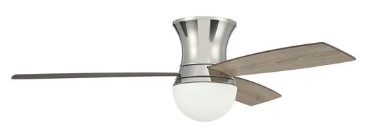 52" Daybreak Flush Ceiling Fan, Nickel w/ Drift/Greywood Blades, WiFi Control