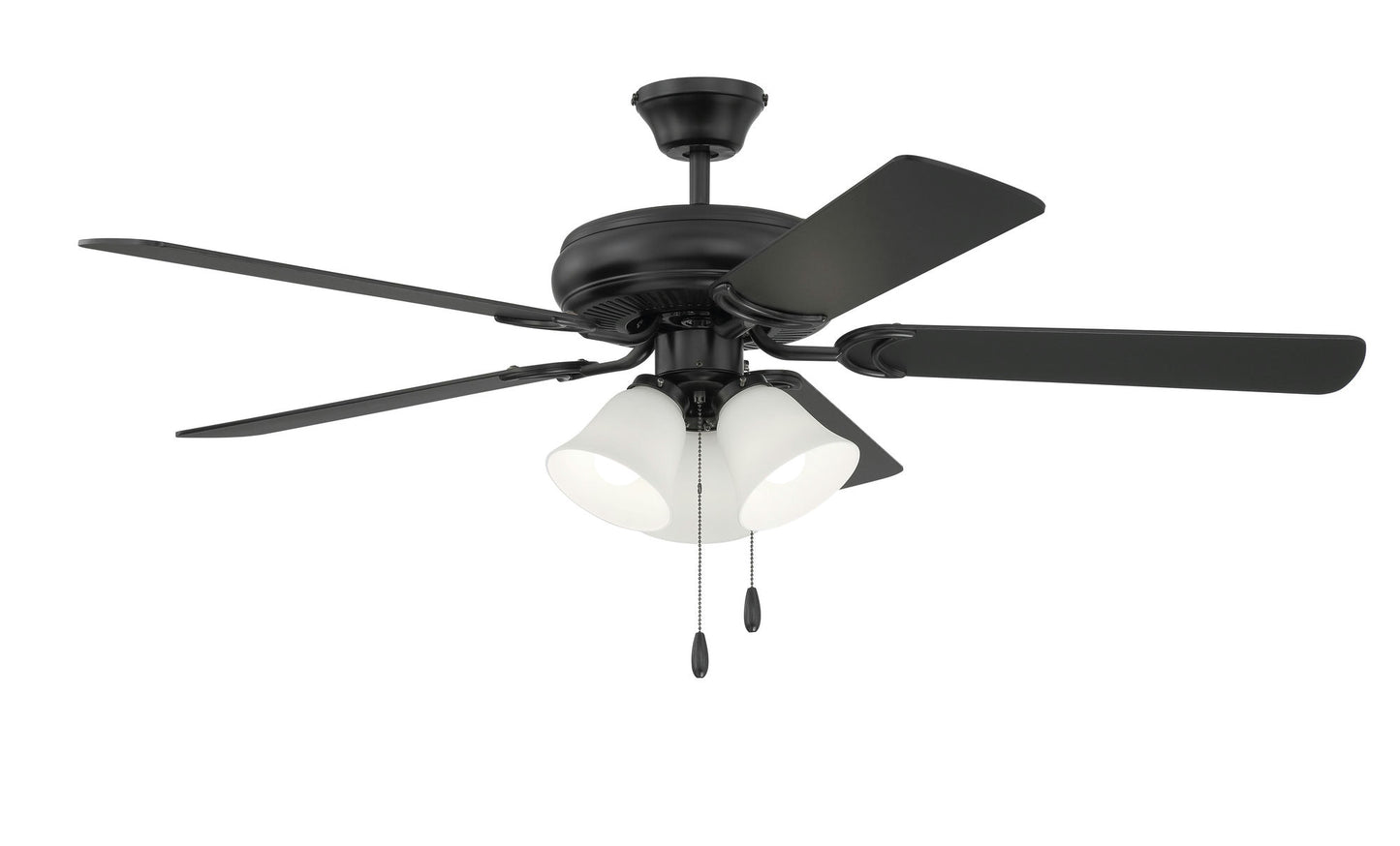52" Decorator's Choice White Frosted 3 Light Kit black, black/Walnut Blades