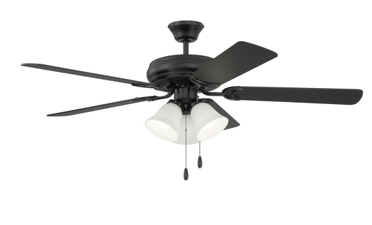 52" Decorator's Choice White Frosted 3 Light Kit black, black/Walnut Blades