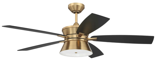 52" Dominick, Satin Brass Finish, Flat Black/Black Walnut Blades, WiFi Control