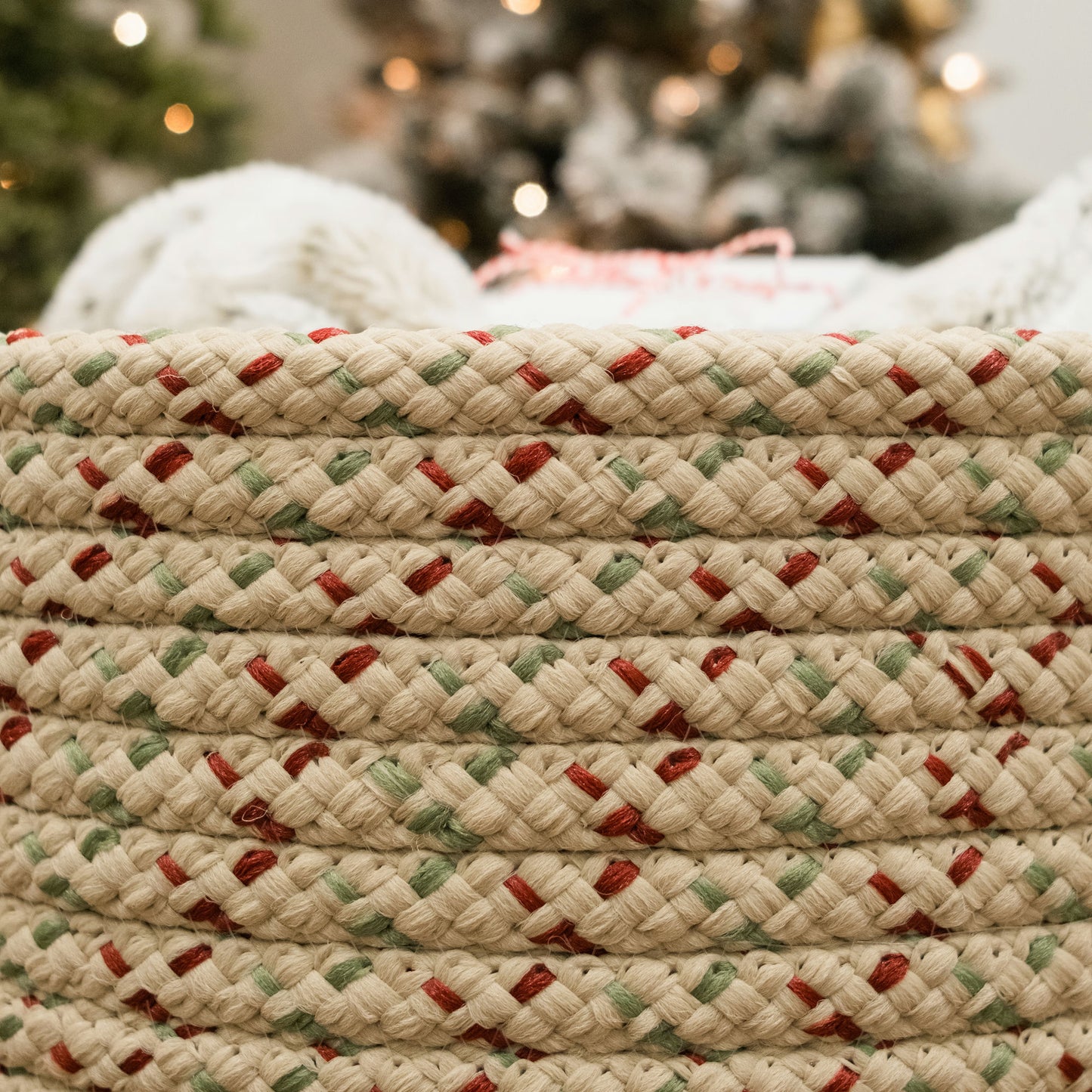 Dasher Woven Holiday Basket - Natural Multi 12"x12"x10"