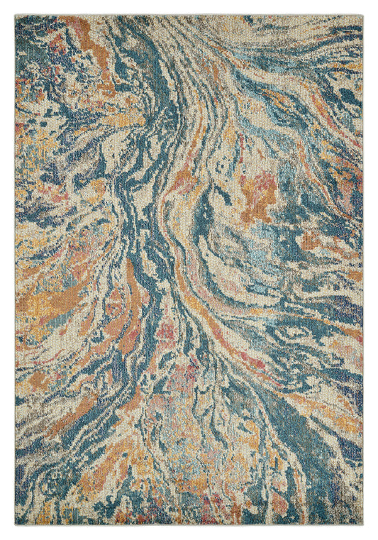 Kaleen Dasha Collection Multi Blue Area Rug 9'3" x 12'