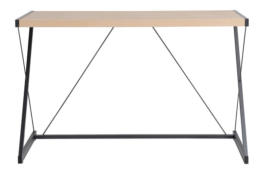 Light Oak finish computer desk with metal base
