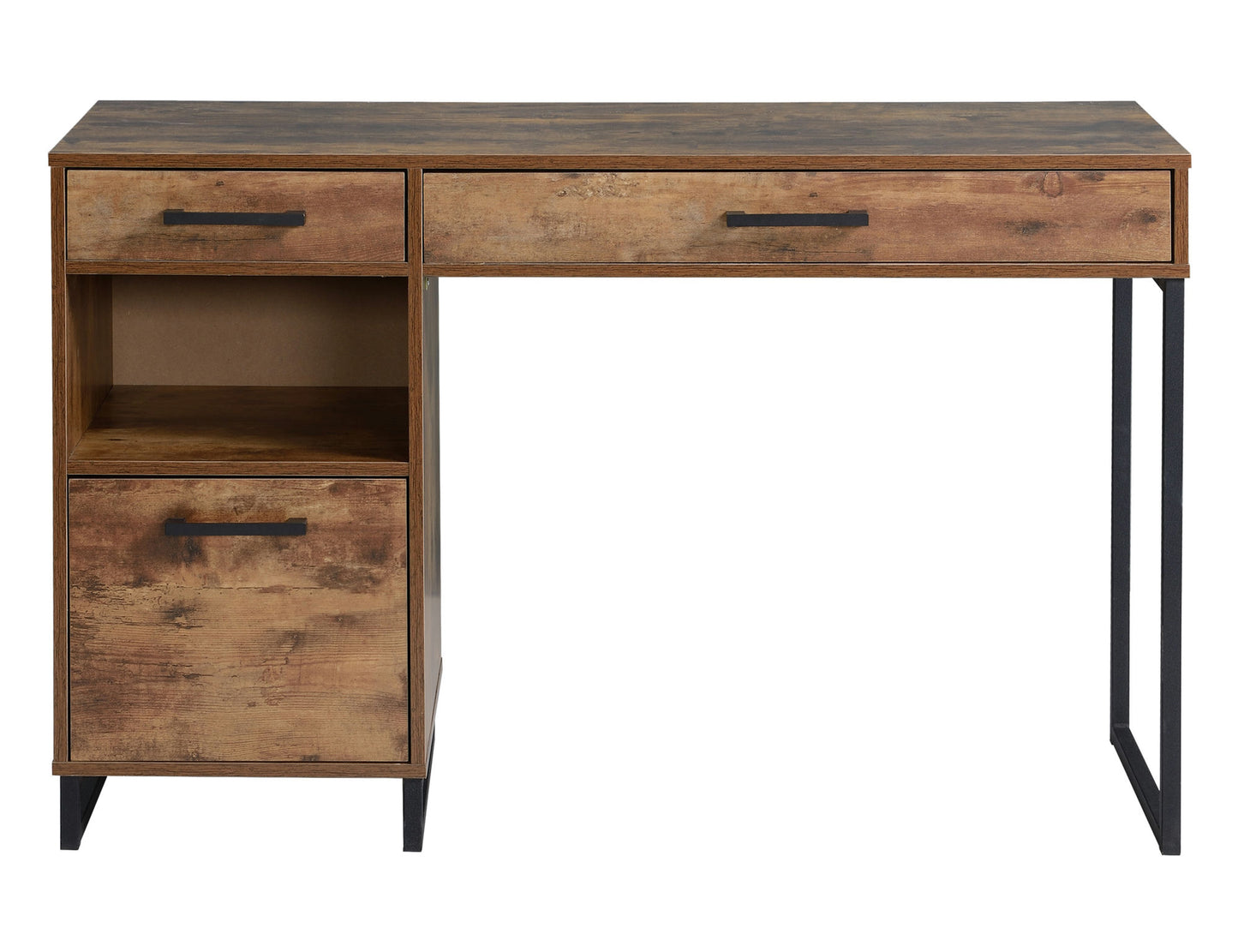 Rustic Wood finish computer desk with Metal legs