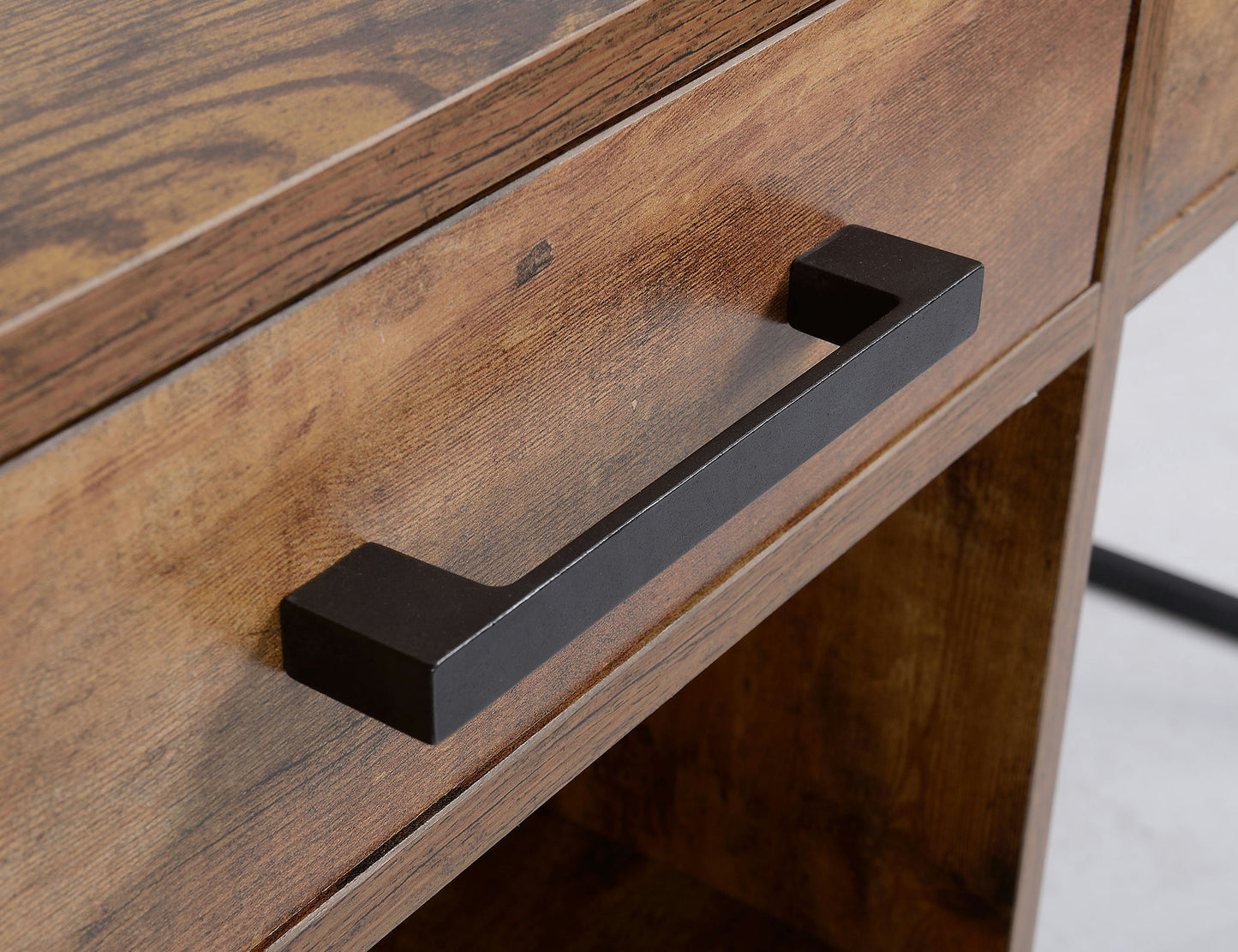 Rustic Wood finish computer desk with Metal legs