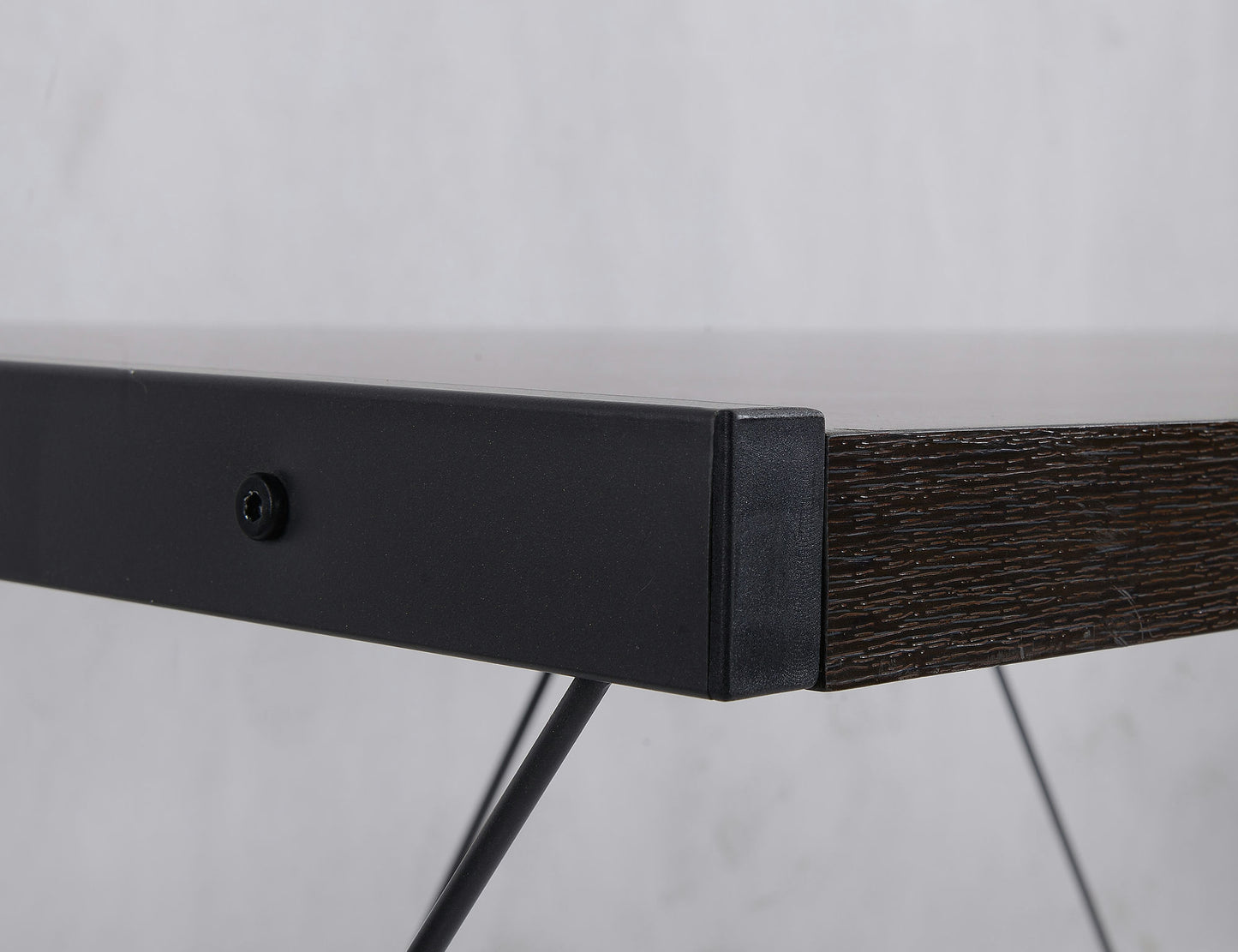 Dark Oak finish computer desk with metal base