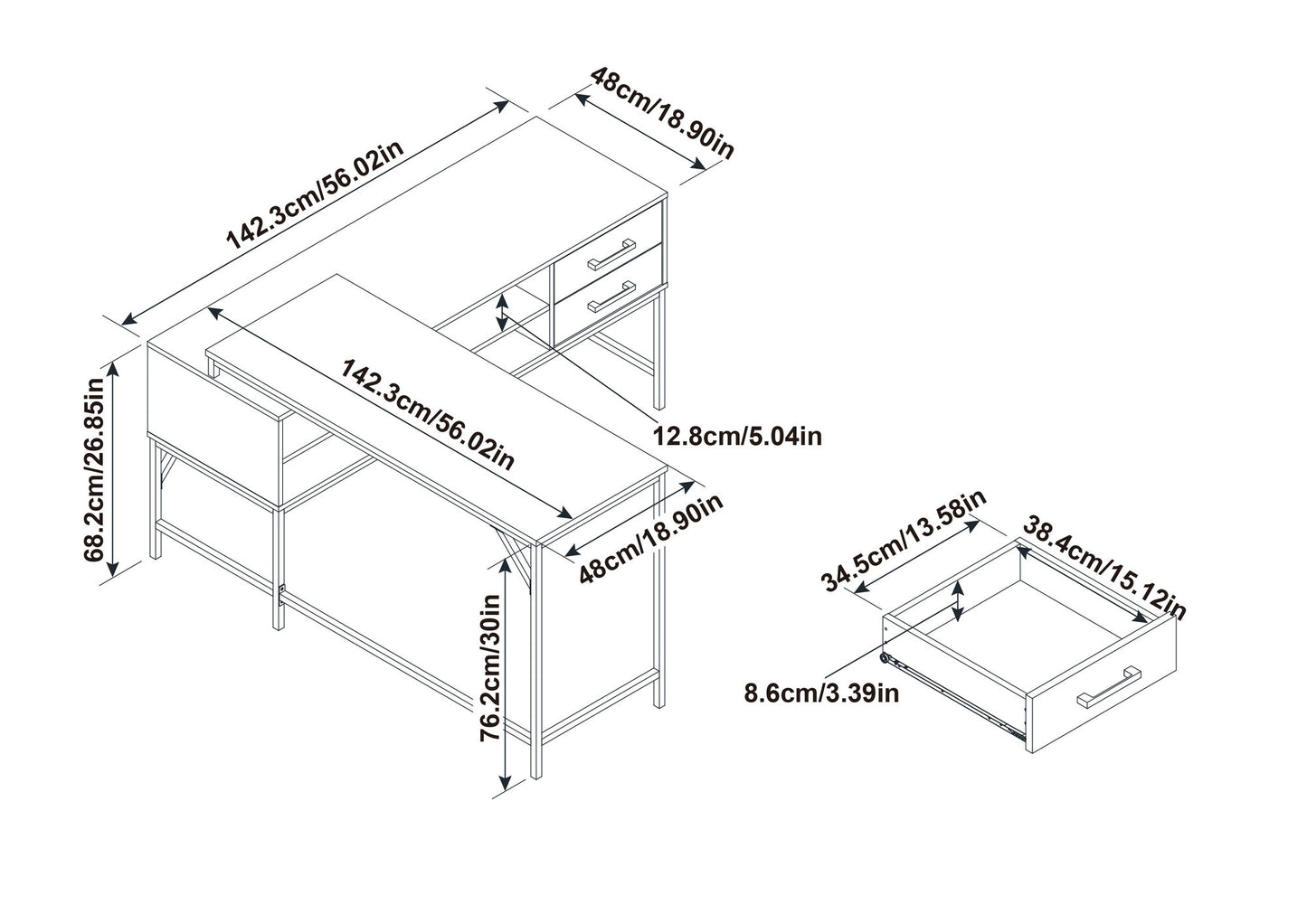 Burbank L-Shape Corner Desk