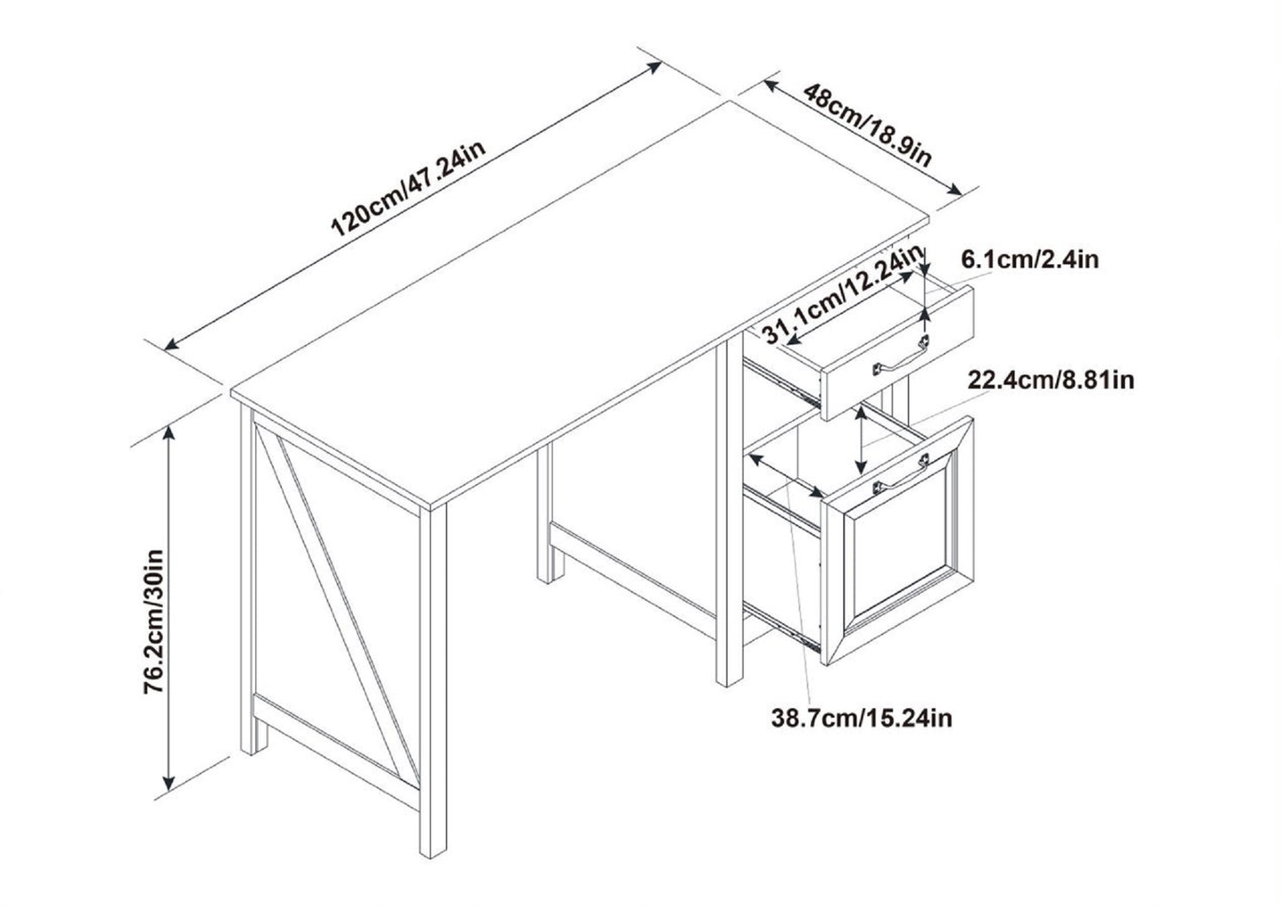 Black Oak Computer Desk