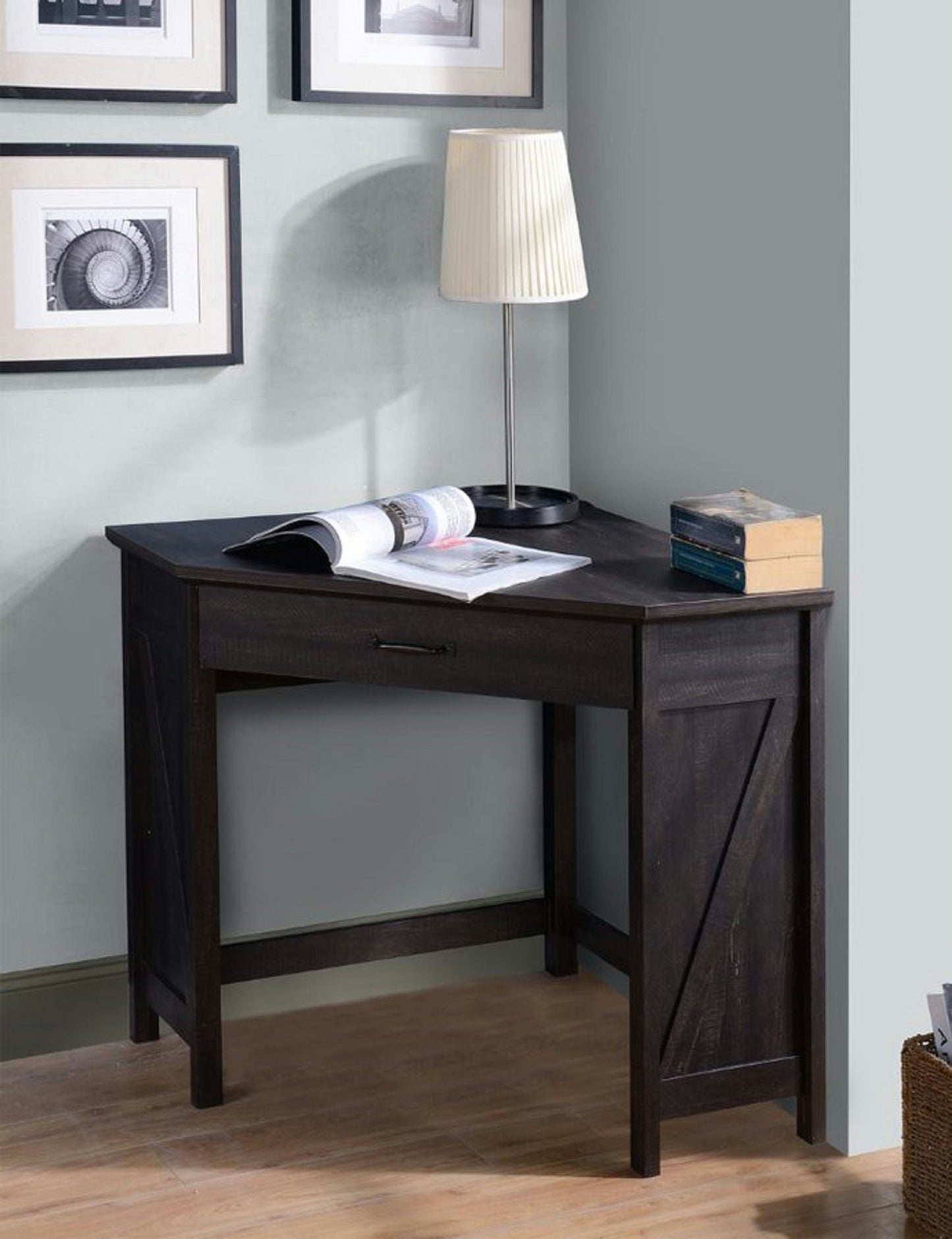 Black Oak Corner Computer Desk