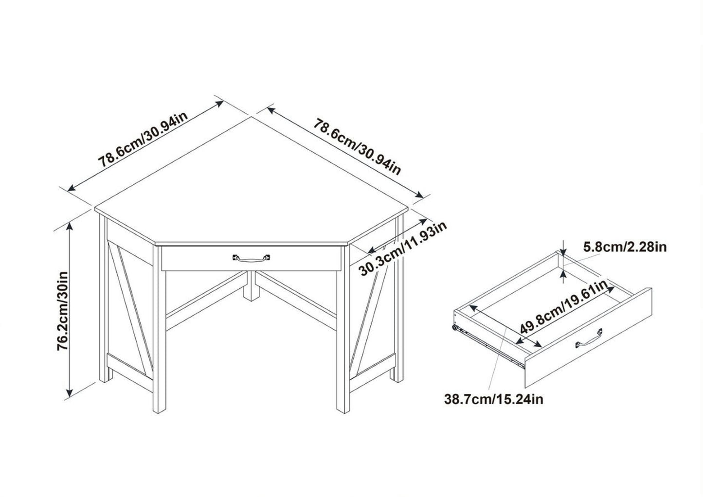 Black Oak Corner Computer Desk