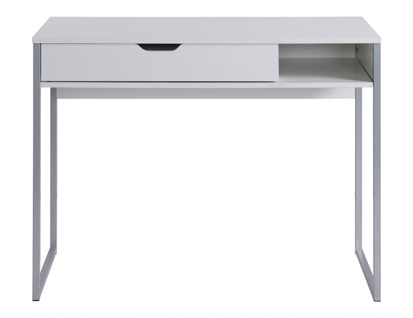 White Writing Desk with Drawer and Storage