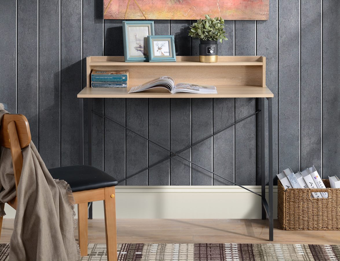 Light Oak Writing Desk with Hutch
