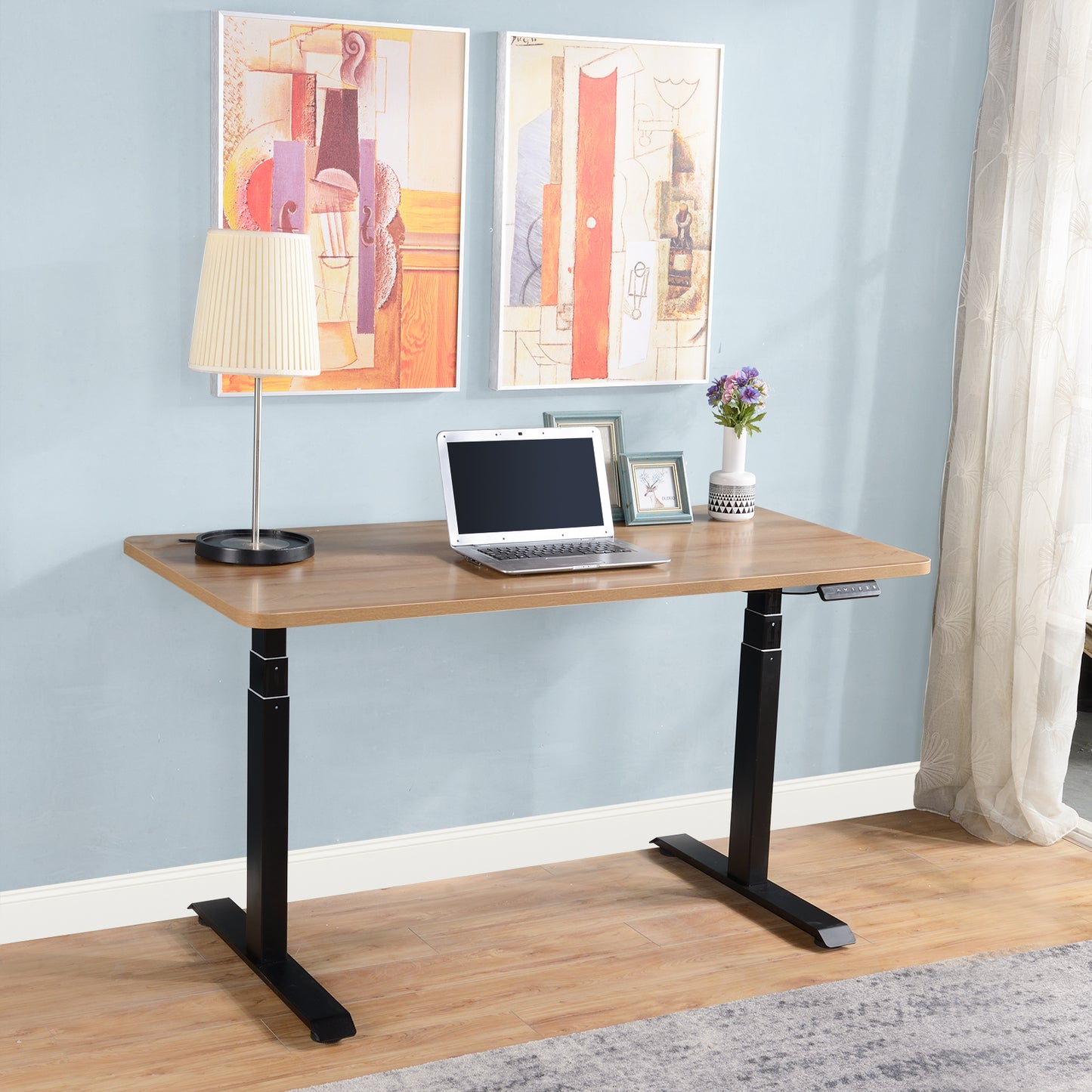 Light Oak Electric Standing Desk