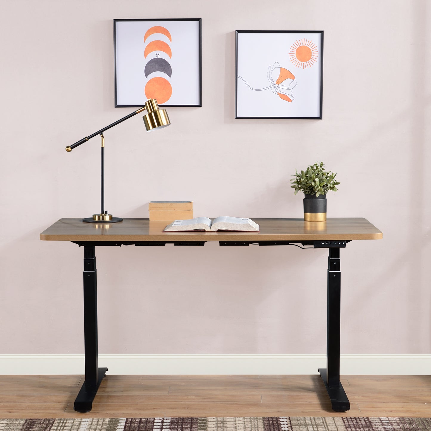 Light Oak Electric Standing Desk