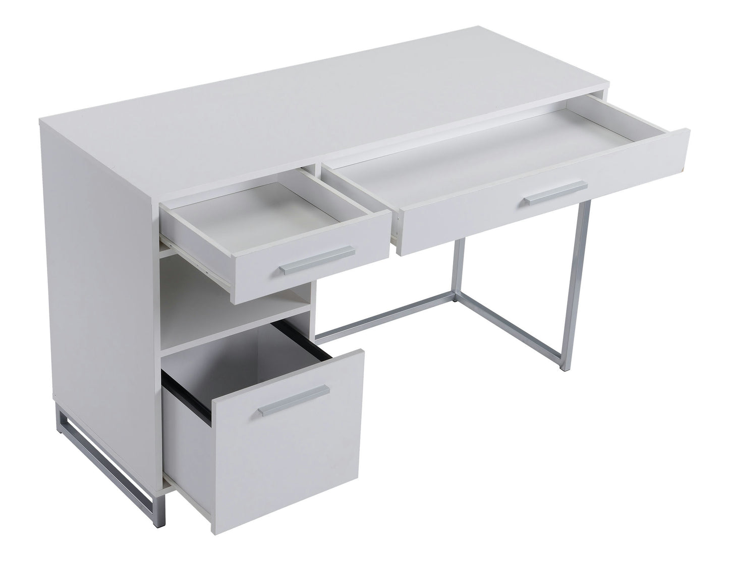 White finish computer desk with Metal legs