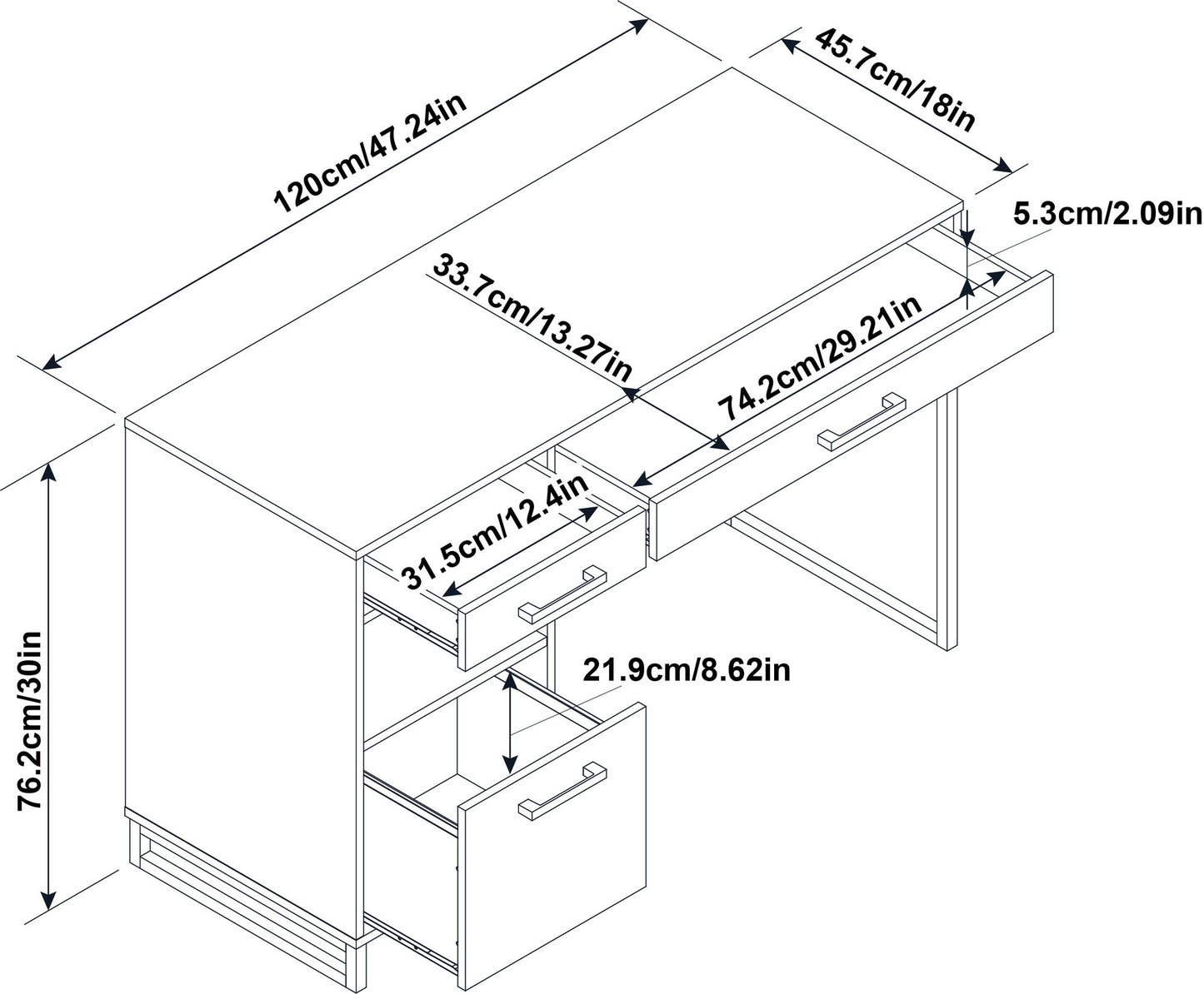 White finish computer desk with Metal legs
