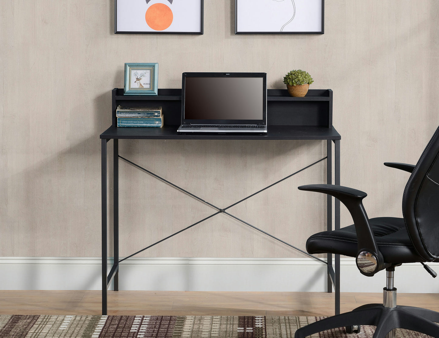 Black Oak Writing Desk with Hutch