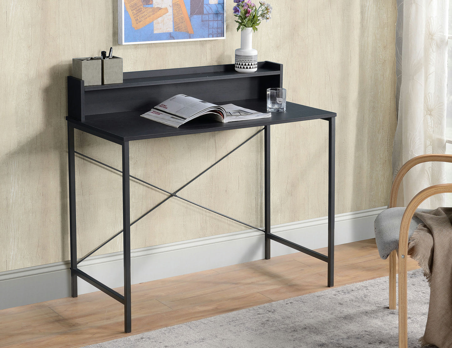 Black Oak Writing Desk with Hutch
